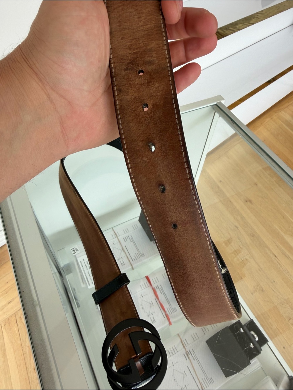Gucci interlocking G Buckle on Black Monogram Leather belt - Picture 8 of 9